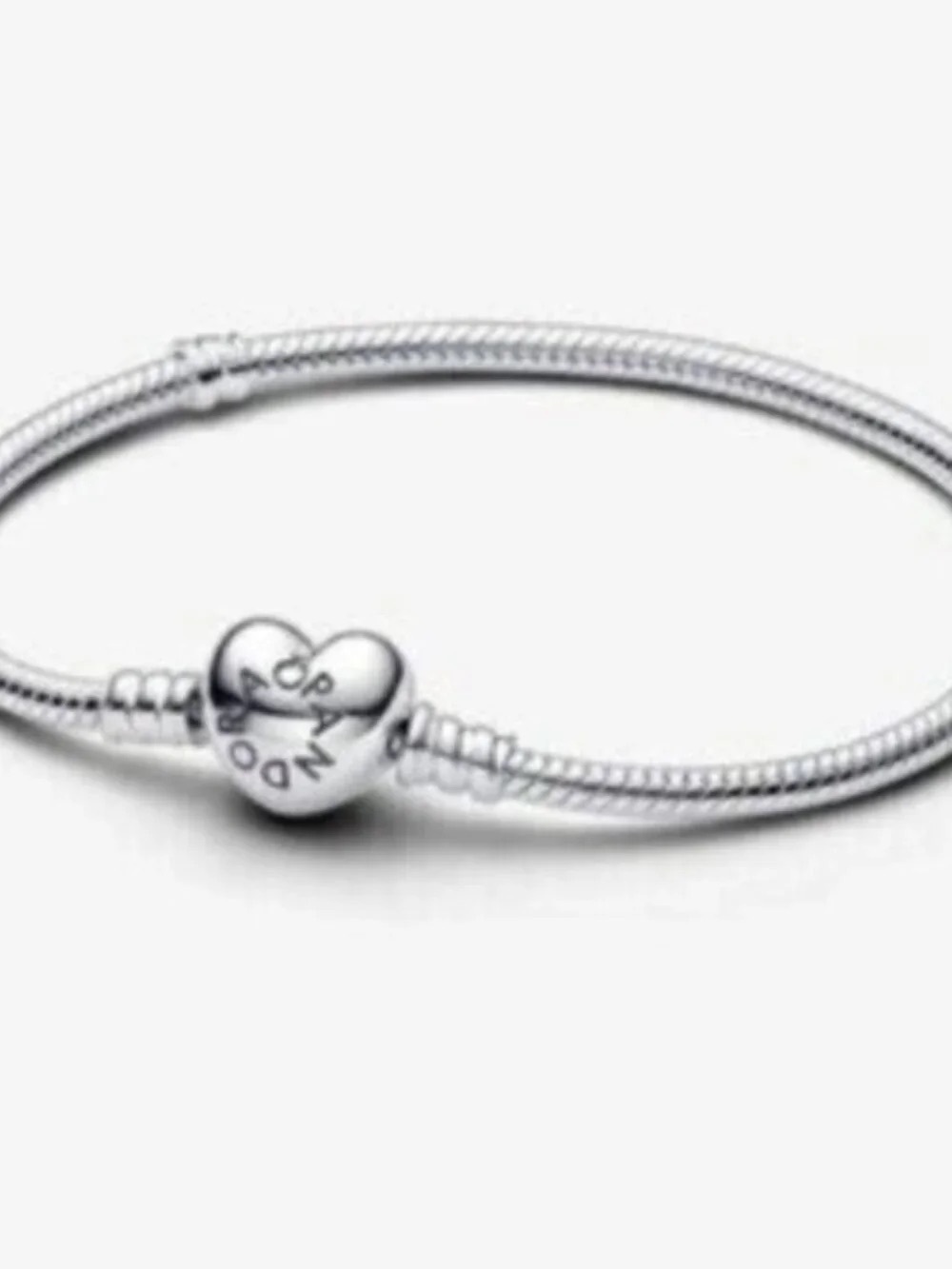 Pandora Silver Heart-Clasp Snake Chain Bracelet - Silver